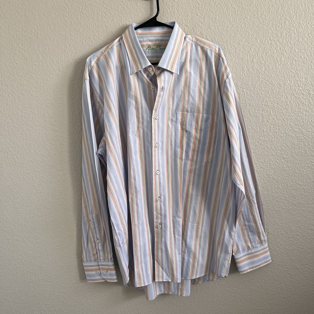 Alan Flusser Men's XL Striped Long Sleeve Shirt Button Down NWOT Orchard Picnic